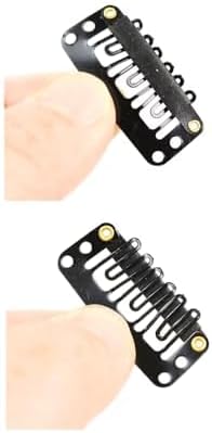 20 Pieces 32mm Hairpieces Snap Clips U Shape Wig Clips for Hair Extensions Making Wig Accessories Set Tools (Black)