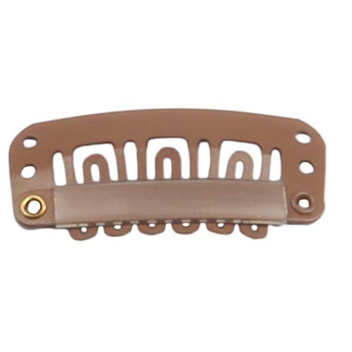 20pcs Stainless Steel U-Shape Snap Clips for Hair Extensions, Wigs, and Hairpieces - Wig Accessories and Combs (Light Brown)