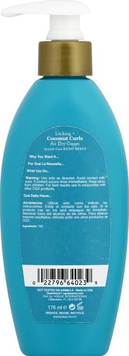 OGX Locking + Coconut Curls Air Dry Cream, No Parabens, 6 oz (Pack of 2)