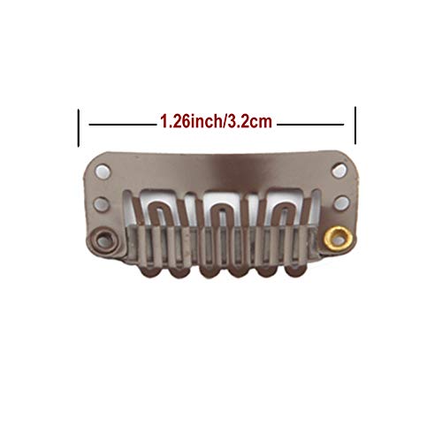 20 Pcs Stainless Steel U-Shape Snap Clips for Wigs, Hair Extensions, Hairpieces - Wig Accessories (Dark Brown)