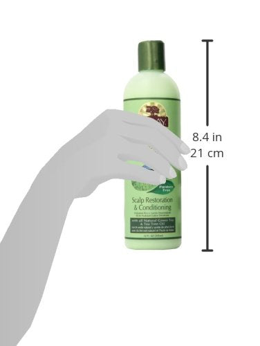 OKAY | Green Tea Nourishing Antioxidant Rich Conditioner | For All Hair Types & Textures | Revitalize - Rejuvenate - Restore | With Tea Tree Oil | Free of Paraben, Silicone, Sulfate | 12 oz , pale green
