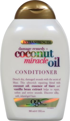 OGX Extra Strength Damage Remedy + Coconut Miracle Oil Conditioner for Dry, Frizzy or Coarse Hair, Hydrating & Flyaway Taming Conditioner, Paraben-Free, Sulfate-Free Surfactants, 13 fl oz (Pack of 2)