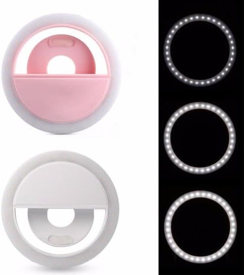 Mini Selfie Ring Light for Cell Phone Clip-on LED Light for Phone Tablet Laptop Camera Video Lighting Rechargeable 3 Adjustable Light Levels (White)