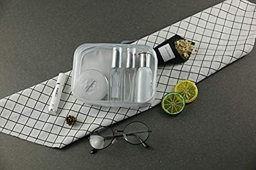 6 Pack Clear Toiletry Carry Pouch with Zipper Portable Plastic Waterproof Cosmetic Bag TSA Approved for Vacation Travel Bathroom and Organizing (White, Small)