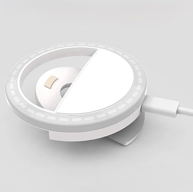 Mini Selfie Ring Light for Cell Phone Clip-on LED Light for Phone Tablet Laptop Camera Video Lighting Rechargeable 3 Adjustable Light Levels (White)