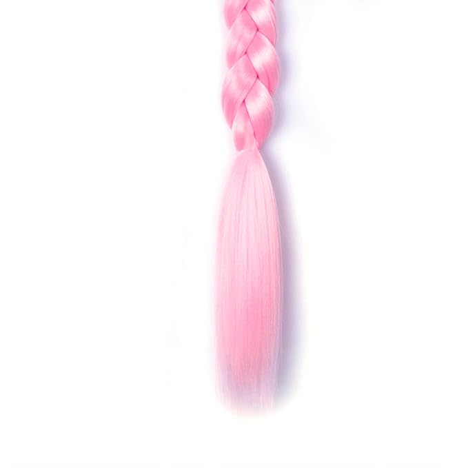 2 Pack Pink Long Braided Ponytail Extension with Hair Tie Straight Wrap Around Hair Extensions Ponytail Natural Soft Synthetic Hair Piece for Women
