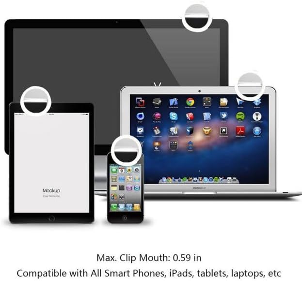 Mini Selfie Ring Light for Cell Phone Clip-on LED Light for Phone Tablet Laptop Camera Video Lighting Rechargeable 3 Adjustable Light Levels (White)