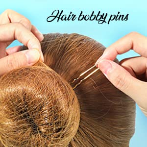 Teenitor Hair Nets and U-Pins Set - 40 Invisible Mesh Nets with Elastic Edge, 80 U-Shaped Pins for Ballet Buns, Sleeping, Wigs (Light Linen)