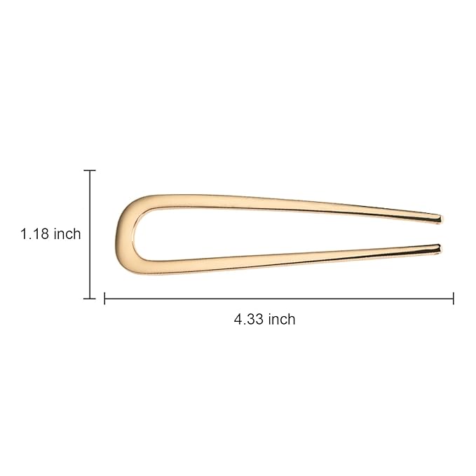 2 Pcs Metal French Hair Pins, French Twist Hair Pin for Buns, U Shaped French Pins for Women Girls, Hair Sticks, Hair Fork