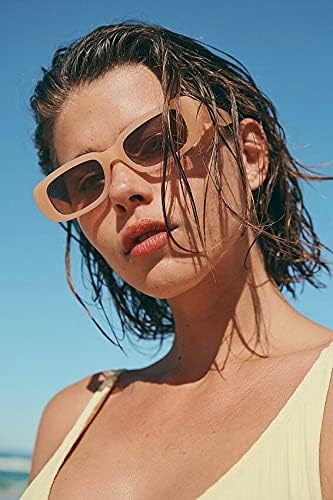 Dollger Rectangle Sunglasses for Women Men Trendy Retro Fashion Sunglasses UV 400 Protection Square Fram
