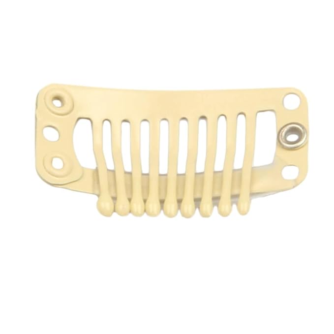 20pcs 9-Teeth Stainless Snap Hair Clips, Hair Extension Clips, Wig Accessories Clip, Diy Clips for Hairpieces Wigs (Beige)