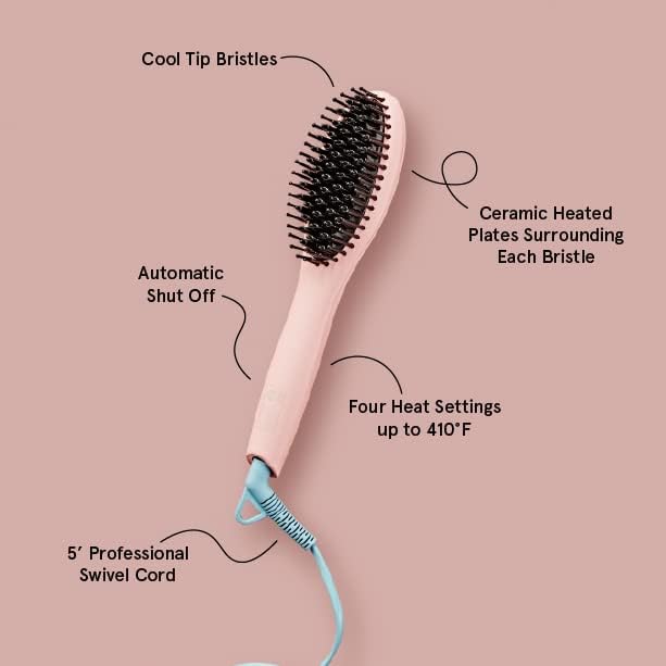 FLOWER BEAUTY Ceramic Straightening Brush - Black, 4 Heat Settings for Smooth, Frizz-Free Straight Hair - All Hair Types