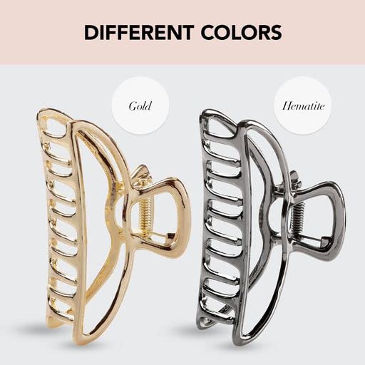 Kitsch Metal Hair Clips for Women - Durable & Elegant Metal Claw Clips, Perfect for Everyday Use & Special Occasions - Hematite, 1 Piece