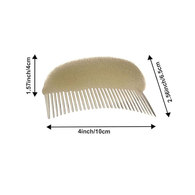 2Pcs 3.3inch Charming Bump It Up Volume Inserts - Beige Sponge Foam Hair Combs for Beehive Buns and Hairstyling Accessories
