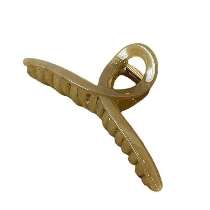 Jelly Claw Clips for Women Girls, 5 Inch Hair Styling Accessories for Long Thick Hair, Jumbo, Extra-large, Oversized (Jade green Crossover)