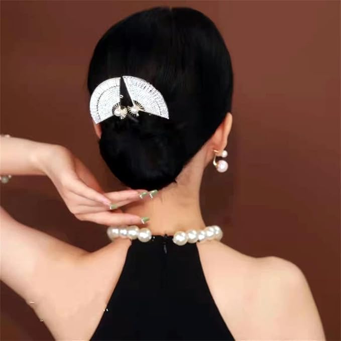Ins Style Elegant Lazy Hair Curler, Crystal Hair Bun Maker, French Twist Hairstyle Bun Hair Accessories