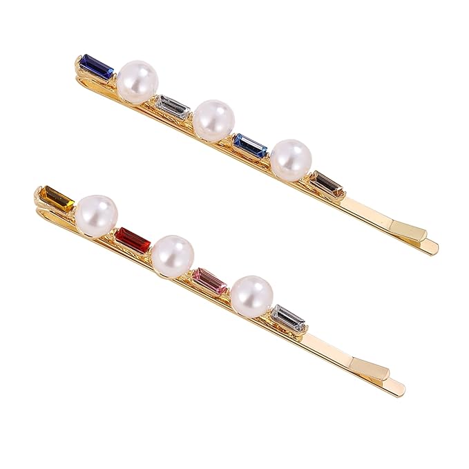 2PCS Rhinestone Hair Pins, Crystal Hair Clips, Handmade Cute Hair Barrettes, Hollow Geometric Hairpins, Elegant Metal Hairpin Hair Accessories Headwear Styling Tools, Gifts for Women Girls (TypeA)