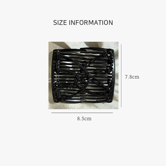 2Pcs Black Adjustable Elastic Hair Comb,Stretchy Double Comb Hair Clip,No Crease Hair Pins Double Slides Hairpins Combs Women Hair Styling Accessories Hair Care Styling Tools and Appliances