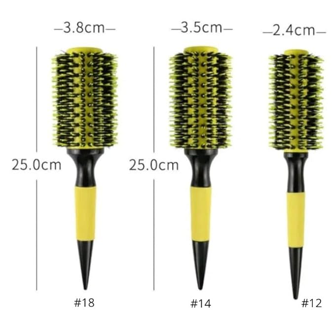 3-in-1 Brazilian Hair Brush Curler/Straightener (#18) for All Hair Types, Yellow and Black, Men, Women, Children