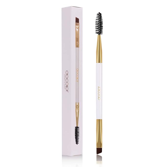 Docolor Eyebrow Brush Duo Eyebrow Spoolie Professional Angled Eye Brow Brush Perfect for Lining and Shaping Brows, Spoolie for Brows or Lashes White
