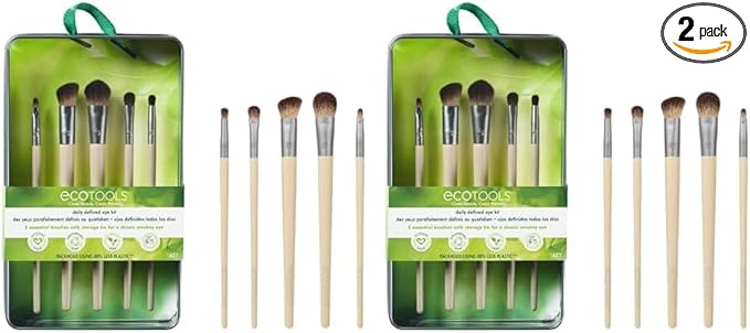 EcoTools Daily Defined Eye Makeup Brush Kit, Travel Friendly, Versatile Eye Makeup Looks, Convenient Makeup Tools On-The-Go, For Eyeshadow & Eye Liner, Eco-Friendly Makeup Brushes, 5 Piece Set