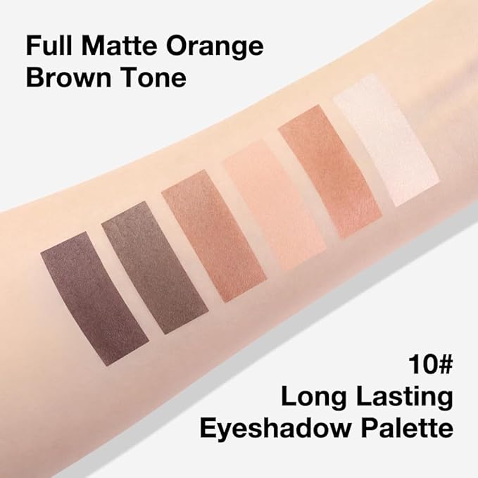 6 Color Eyeshadow Makeup Palette, 6 White Nude Dark Nude Brown Dark Brown Red Brown Eyeshadows Palette, Everyday Velvety Matte Finish Eye Makeup Looks, Travel Friendly Size, Built-in Mirror 10#
