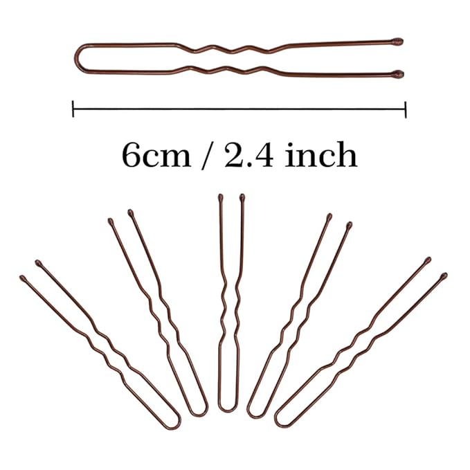 330 Count U Shaped Hair Pins Brown, YINGFENG 2.4inch Brown Bun Pins Bun Hair Pins for Women Girls with Storage Box, Hair Accessories for All Hair Types