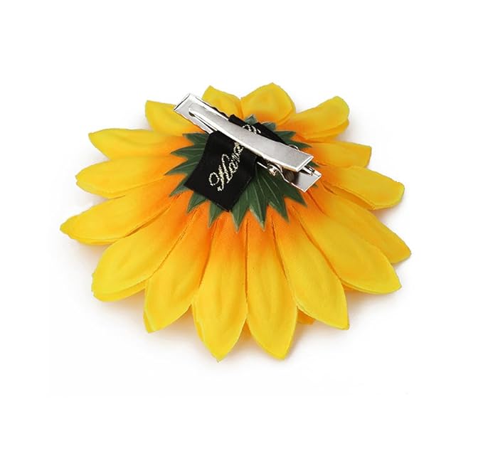 6Pcs 3.9 Lady Girls Sunflower Hair Alligator Clips Hairpin Hair Clamp Hair Styling Accessories for Party Beach Vacation Wedding Bridal Barrettes (Yellow)