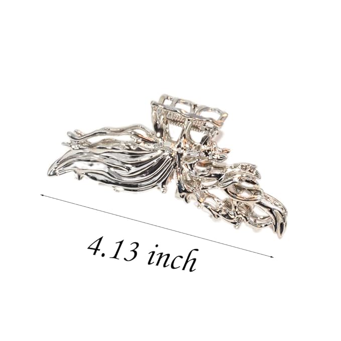 2 Pcs Large Metal Hair Claw Clips - Personality Nonslip Silver Hair Clamps,Perfect Jaw Hair Clamps For Women And Thinner-Thick Hair Styling-Strong Hold Hair-Fashion Hair Accessories (style4)