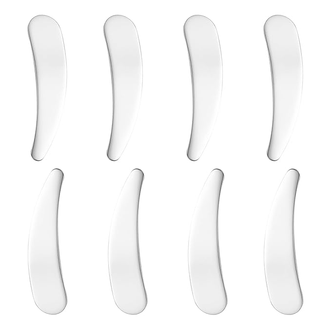 8 Pcs Mini Metal Cosmetic Spatulas,Reusable Cosmetic Cream Spatulas Spoon,Skincare Spatula Mixing and Sampling Makeup Cosmetic Beauty Tools,Practical Beauty Accessories (Silver)