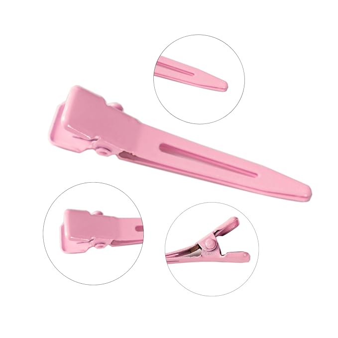 100 Packs silvery Alligator Curl Clips, bandenger 1.8 Inch Single Prong Clips Hair Accessories,for Girls and Women,Hair Styling,Hair Coloring, Random Color (red)