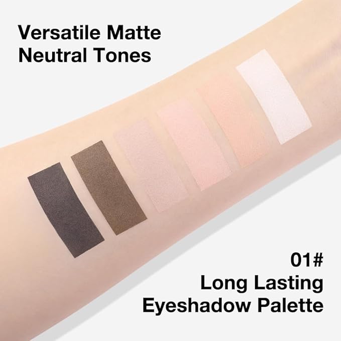 6 Color Eyeshadow Makeup Palette for Women Natural Matte Blushed Nudes, White Nude Pink Taupe Dark Brown Black Eyeshadows Palette, Everyday Long Lasting Pigmented Eys Makeup, Travel Size 01#