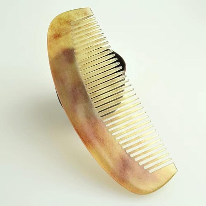 1pc Brown Natural Ox Horn Comb Of Hair No Static Health Care Hairs Brush Hairdressing Comb For Hair Perfect for Gifting,Size2 Styling Tools and Appliances