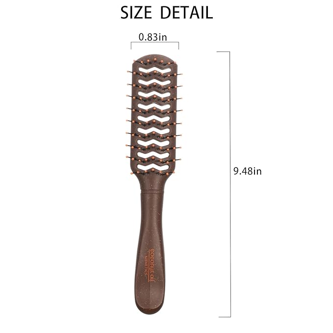Coconut Oil Infused Vent Brush with Bristles for Blow-drying, Styling, Curling, and Straightening - Suitable for All Hair Types