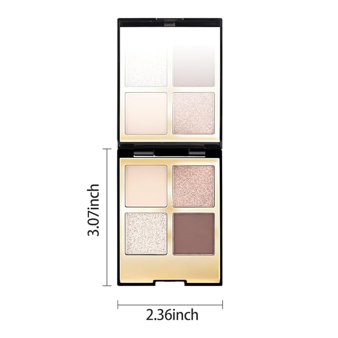 4 Colors Eyeshadow Makeup Palette,Nude Rose Gold Brown Highly Pigmented Natural Neutral Nude Eye Shadow Palette with Mirror,Long Lasting Naturing-Looking,Waterproof,Blendable,Travel Size