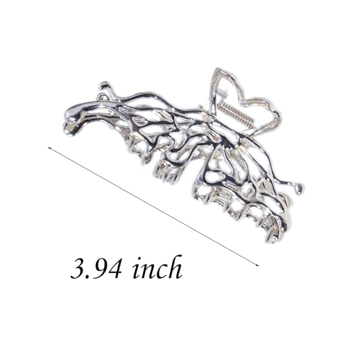 2 Pcs Large Metal Hair Claw Clips - Personality Nonslip Silver Hair Clamps,Perfect Jaw Hair Clamps For Women And Thinner-Thick Hair Styling-Strong Hold Hair-Fashion Hair Accessories (style2)
