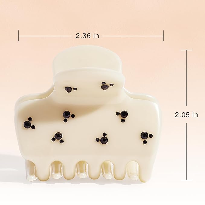 Mickey/Minnie x Kitsch Hair Claw with Rhinestones, Cute and Elegant Claw Clips for Girls, Great for All Hair Types, Recycled Plastic - 1pc (Cream)