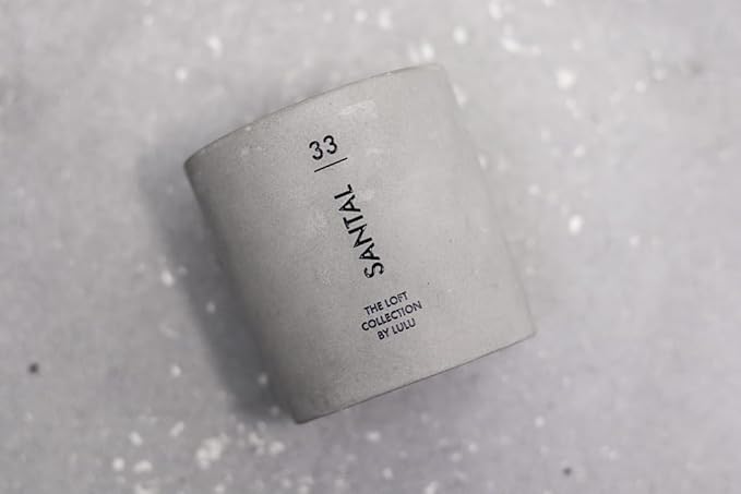 Lulu Candles | Santal Scented Candle | The Loft Collection | Concrete Cement Jar Candle | Soy Candles for Home Fragrance & Decor | Wood Wicked & Highly Scented Candle | 9 Oz.