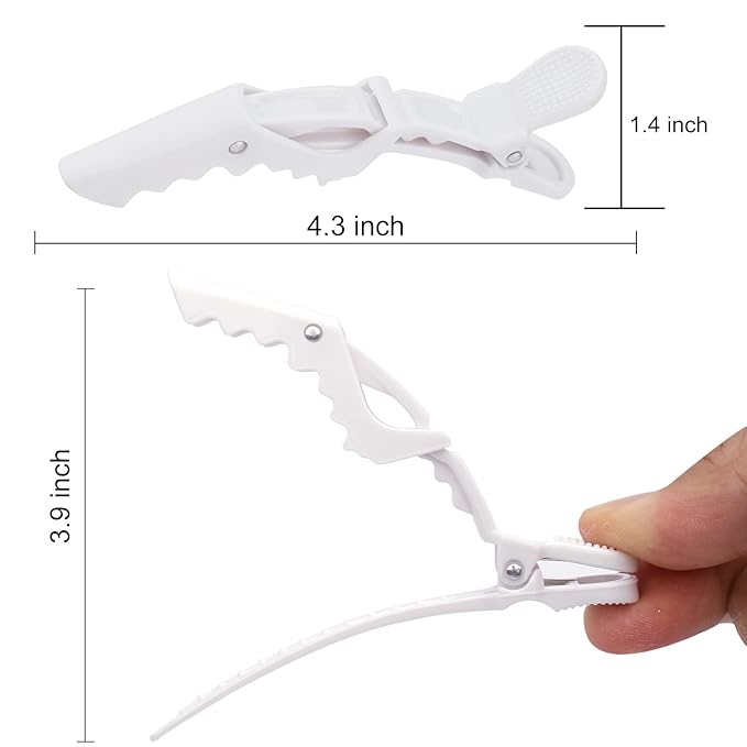 Ondder 14 Pack Alligator Hair Clips for Hair Styling, Sectioning, Coloring, Cutting - Green & White Hair Clips for Salon, Barber, Pro Use, Women, Men, Girls, Teens