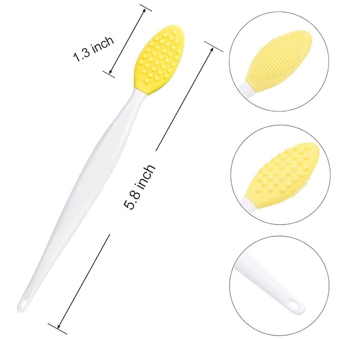 5 Pcs Mini Exfoliating Brush Set - 2 Pcs Silicone Facial Cleansing Brush and 3 Pcs Lip Scrub Brush