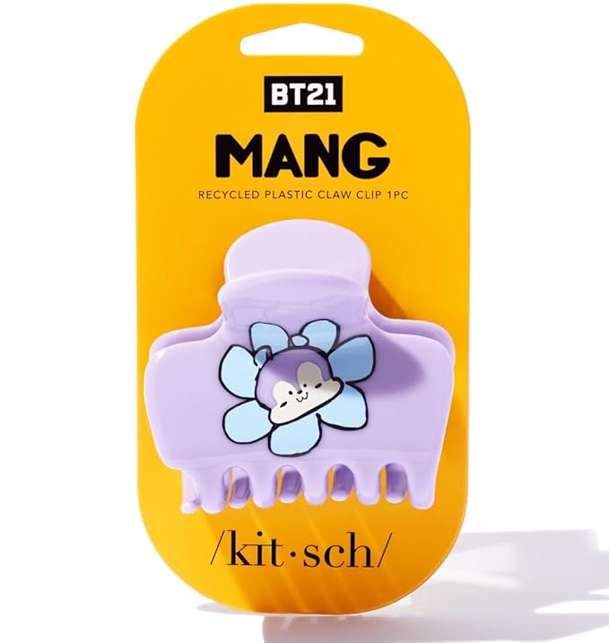 Kitsch BT21 Recycled Plastic Puffy Medium Hair Clips for Women, Claw Clips for Thin and Short Hair