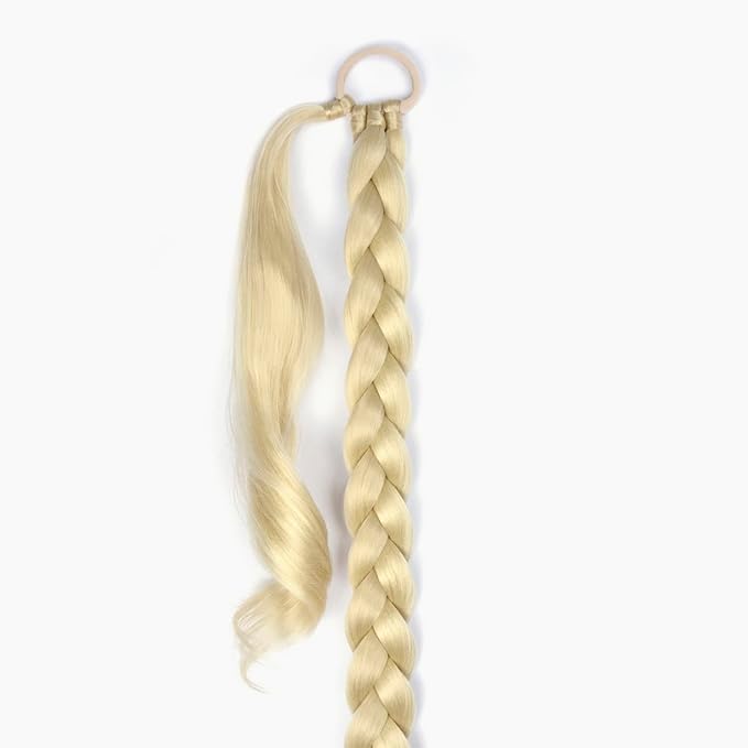 2 Pack Long Braided Ponytail Extension with Hair Tie Straight Wrap Around Braided Ponytail Extension(613#)