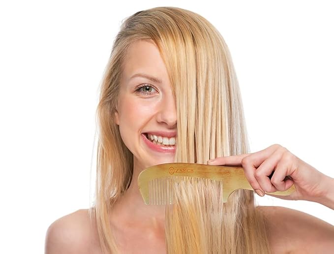 Horn Fine Tooth Comb - Anti-Static Hair Comb - Hair Styling Detangling Comb for All Hair Types (Yellow, Curly, Men, Women, Kids)
