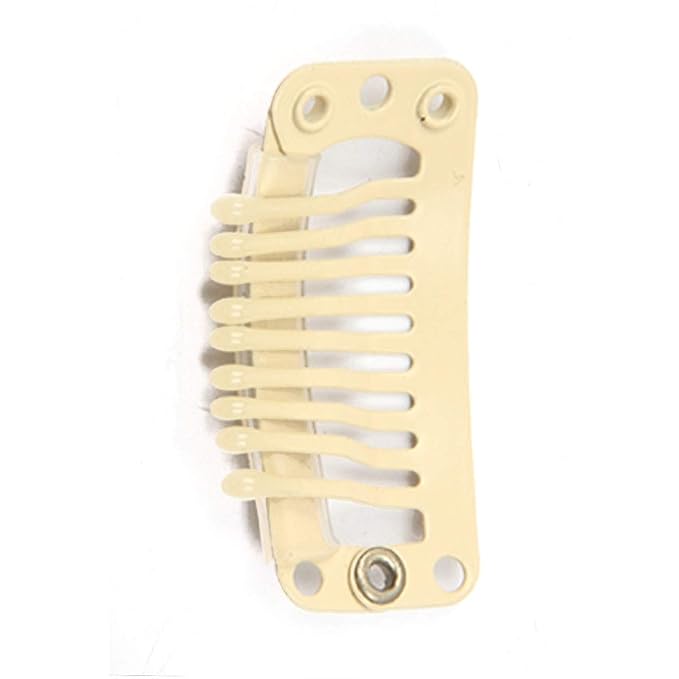 30pcs Wig Clips Stainless Steel Snap Clips for Hair Extensions DIY Wig Combs Toupee Clips 9-teeth 32mm 1.2g/pc (Beige)