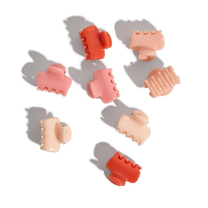 Kitsch Small Hair Clips for Women and Girls – Mini Claw Clips – Hair Accessories for Women – Daily Styling, Recycled, Cherry Blossom Design – 8pc Set