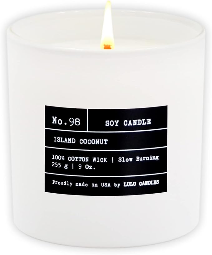 Lulu Candles | Island Coconut | Luxury Scented Soy Jar Candle | Hand Poured in The USA | Highly Scented & Long Lasting (9 Oz.)