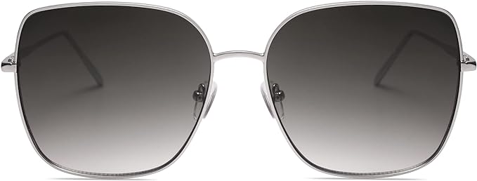 SOJOS Trendy Oversized Square Metal Frame Sunglasses for Women Men Retro Big Flat Lens UV Protection Sunglasses SJ1146