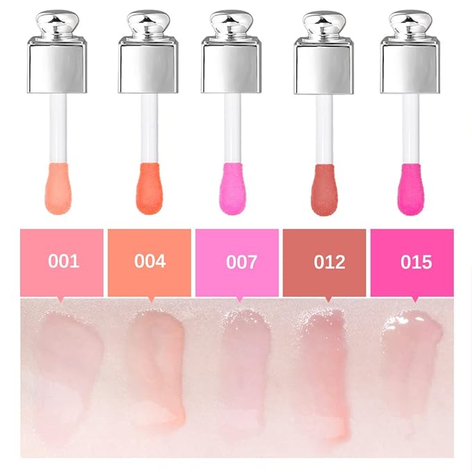 2PCS Hydrating Lip Glow Oil, Lip Oil Gloss Transparent Toot Tinted Nourishing Long Lasting Repairing Lightening Lip Lines (CHERRY) 0.2 OZ