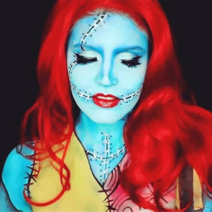 Mysense Light Blue Face Body Paint Stick, Blue Eye Black Stick for Football Baseball Softball, Cream Blendable Facepaint for Corpse Bride Sally Face Halloween Costume SFX Cosplay Makeup