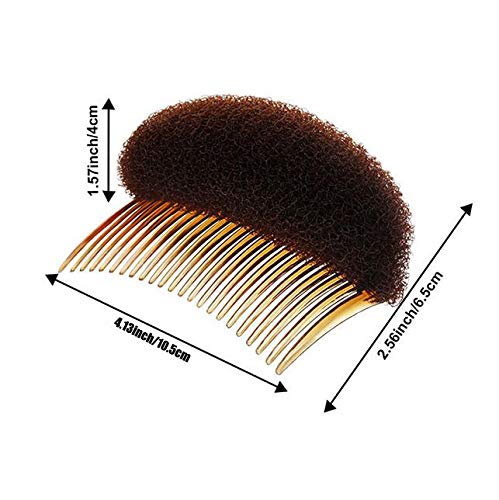 2Pcs 3.3inch Charming Bump It Up Volume Inserts Sponge Foam Hair Comb Do Beehive Hair Stick Bun Maker Tool Hair Base Styling Accessories Hair Increasing Tool (Brown)